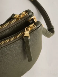 Groen - Leather Scoop Cross-Body Bag
