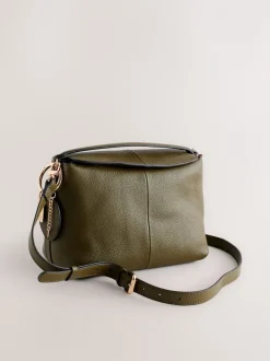 Groen - Leather Slouchy Cross-Body Bag