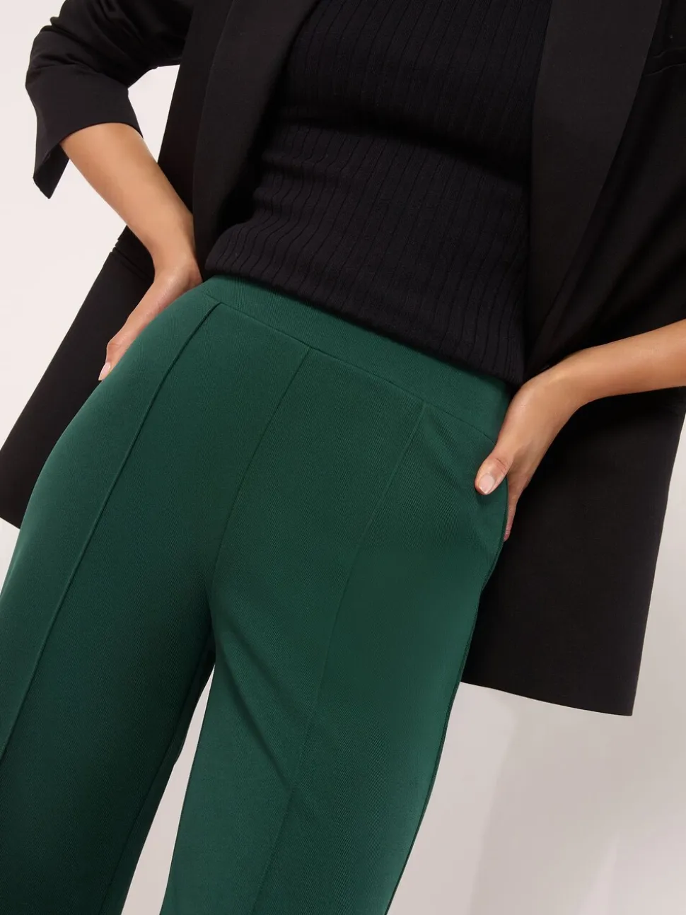 Groen - Lipsy - Broek met wijde pijpen en hoge taille