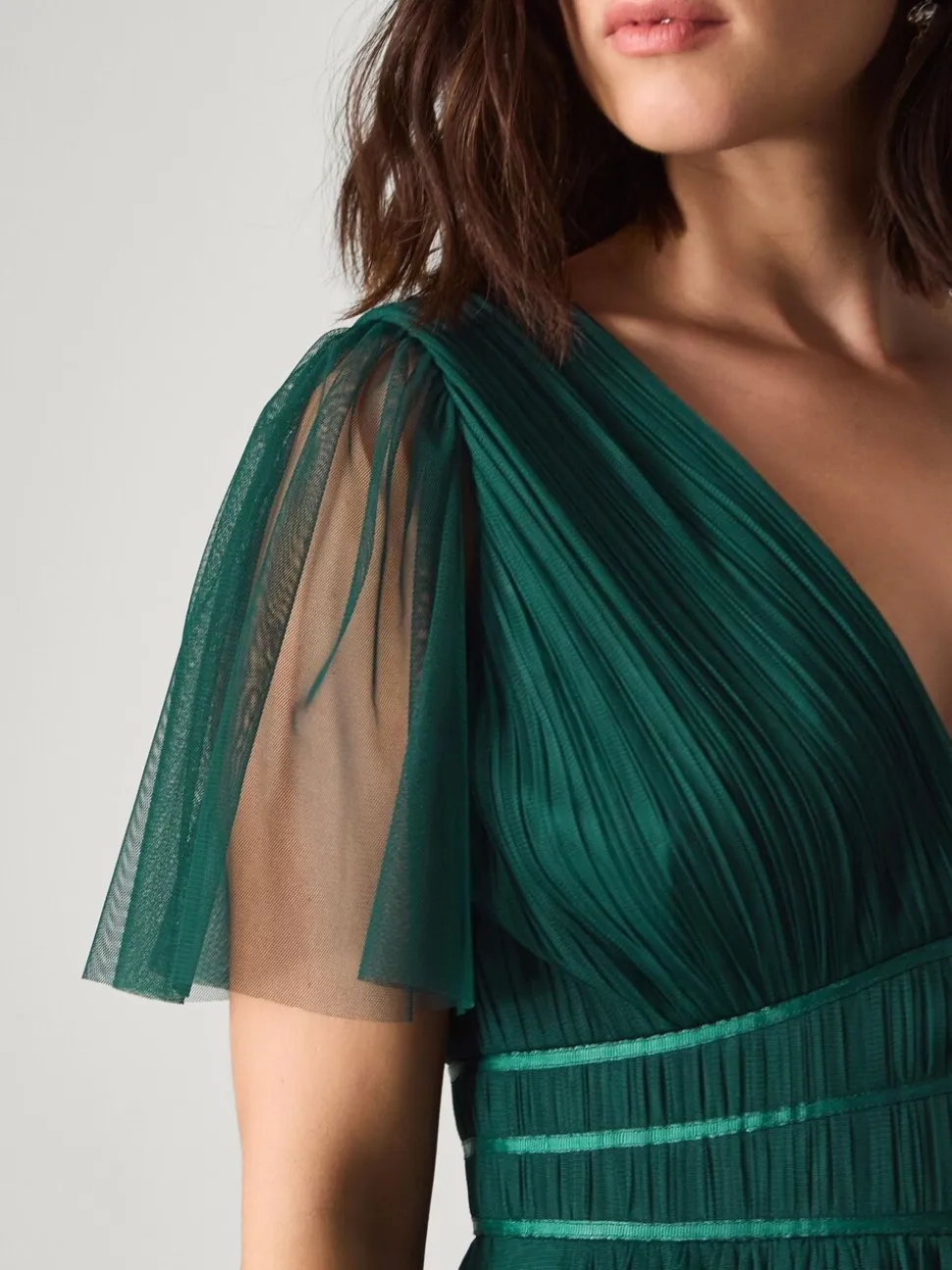 Groen - Monsoon Emily Short Sleeve Tulle Bridesmaid Dress