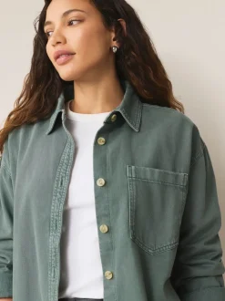 Groen - Oversized denim overhemd