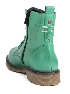 Groen - Pavers All Leather Block Heel Ankle Boots