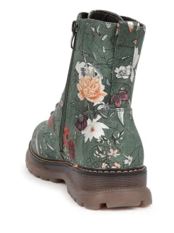 Groen - Pavers Lace Up Floral Boots