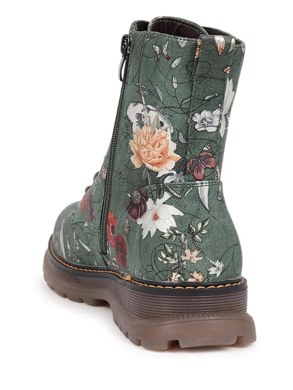 Groen - Pavers Lace Up Floral Boots