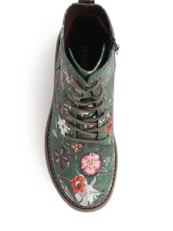 Groen - Pavers Lace Up Floral Boots