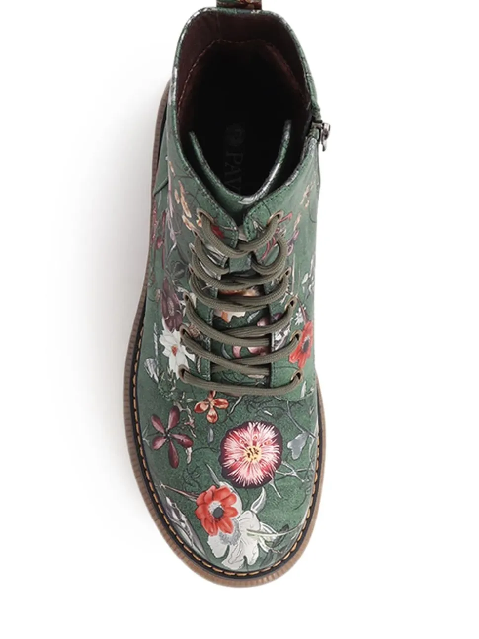 Groen - Pavers Lace Up Floral Boots