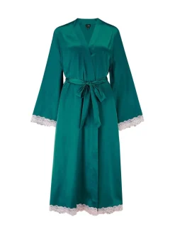 Groen - Pour Moi Dusk Satin and Lace Kimono Sleeve Dressing Gown