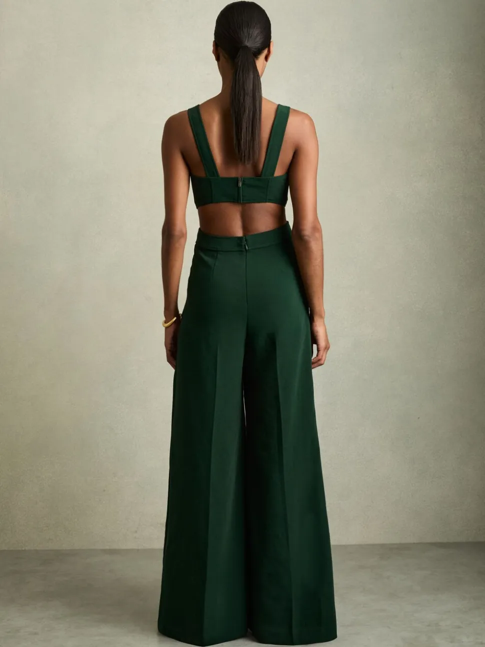 Groen - Reiss Dion Wide-Leg Cut-Out Jumpsuit