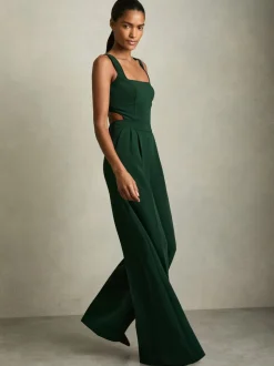 Groen - Reiss Dion Wide-Leg Cut-Out Jumpsuit