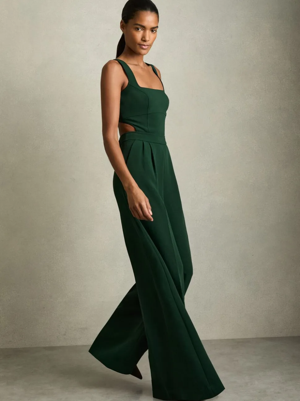 Groen - Reiss Dion Wide-Leg Cut-Out Jumpsuit