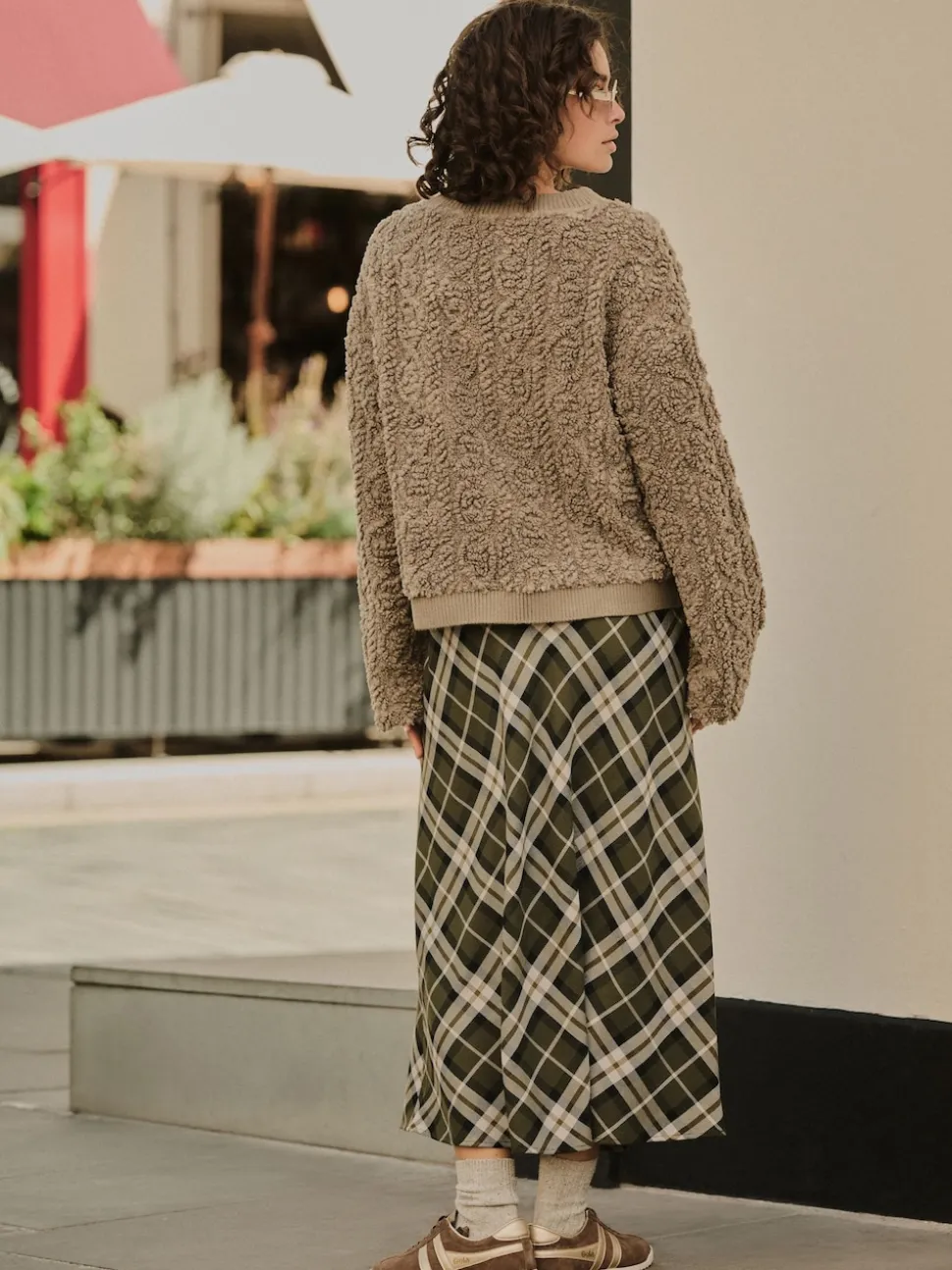 Groen - Ruit Midi Slip Rok