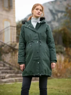 Groen - Seraphine Premium Sub-Zero donsgevulde 3-in-1 zwangerschaps- en draagparka