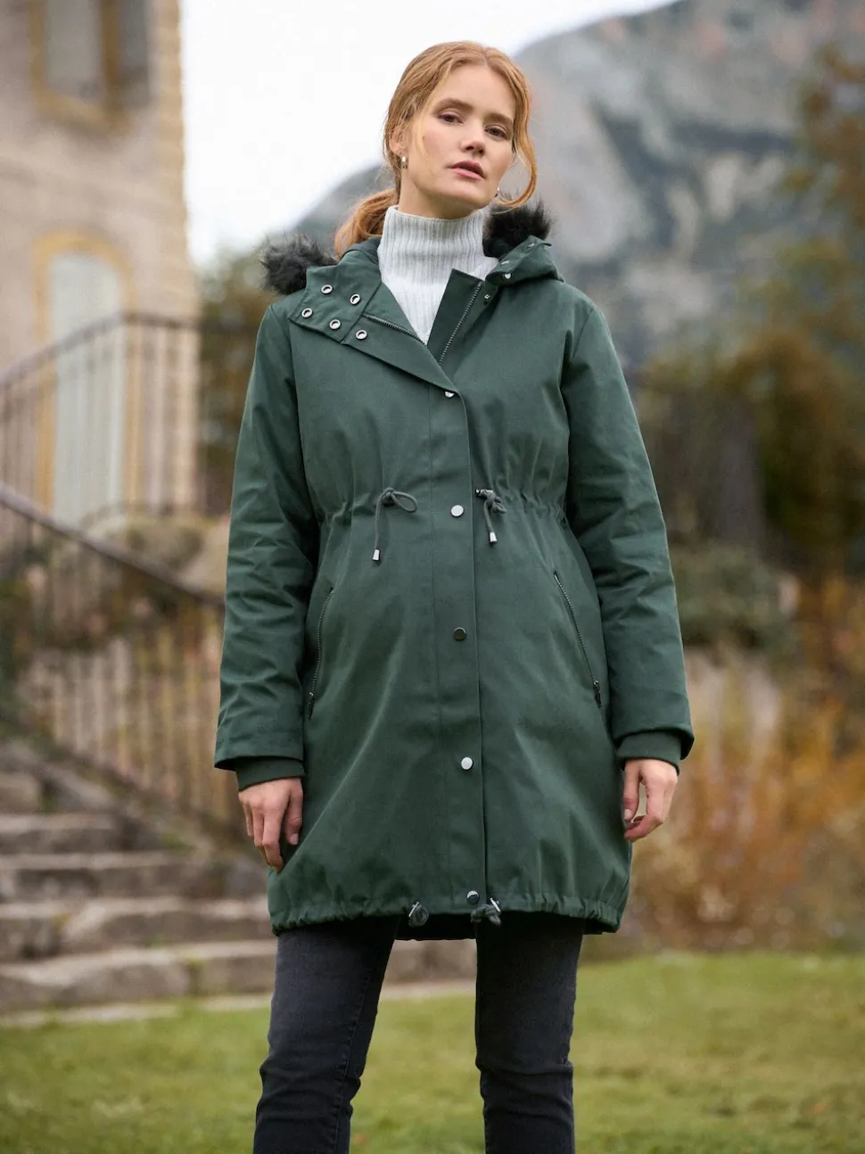 Groen - Seraphine Premium Sub-Zero donsgevulde 3-in-1 zwangerschaps- en draagparka