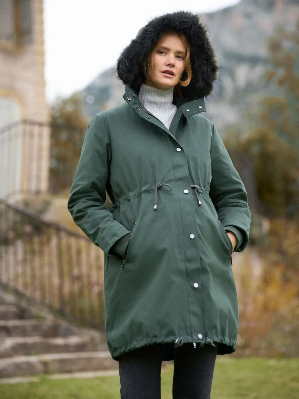 Groen - Seraphine Premium Sub-Zero donsgevulde 3-in-1 zwangerschaps- en draagparka