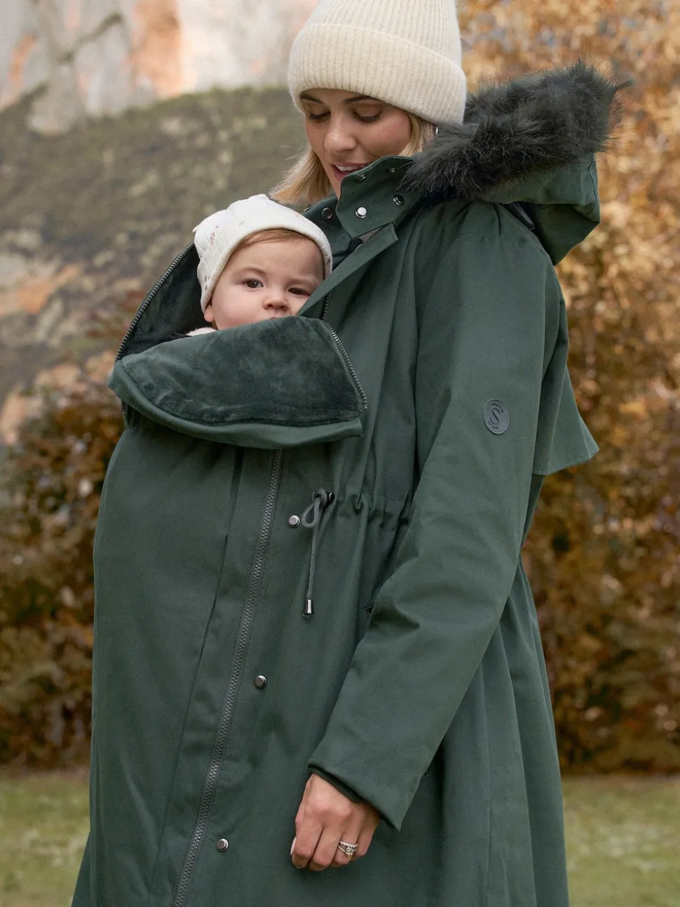 Groen - Seraphine Premium Sub-Zero donsgevulde 3-in-1 zwangerschaps- en draagparka