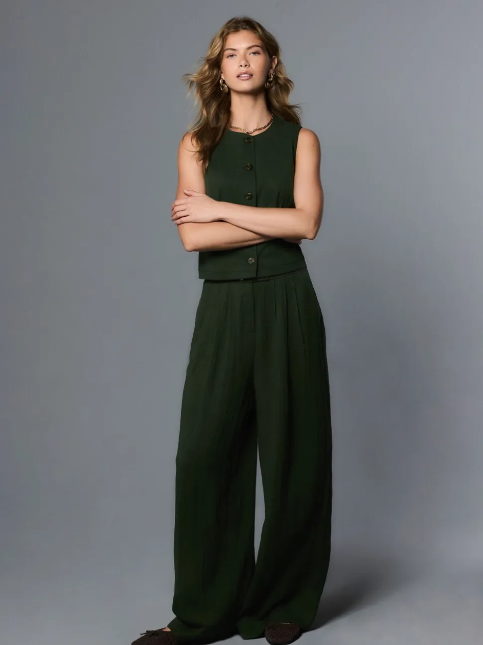 Groen - Superwide Pleated Trousers