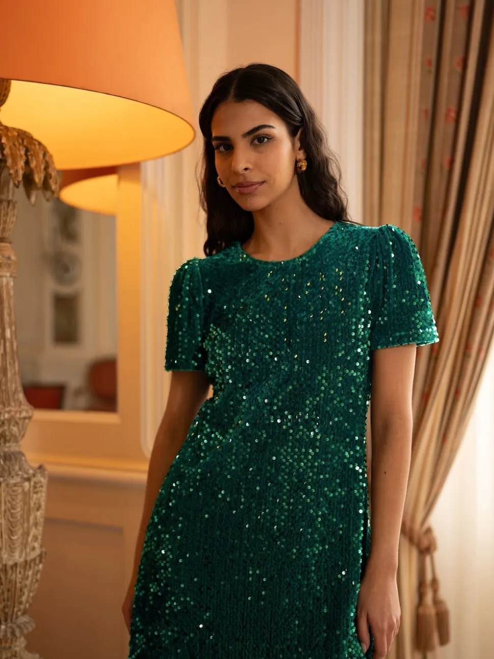 Groen - Yumi Sequin Tunic Dress
