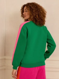 Groen luipaard met roze strepen - Love & Roses - Jersey sweatshirt met ronde hals