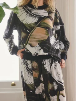 Groen met bladerprint - Behaaglijke pyjama met lange mouwen