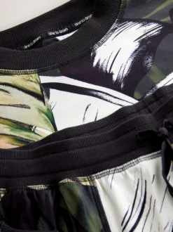 Groen met bladerprint - Behaaglijke pyjama met lange mouwen