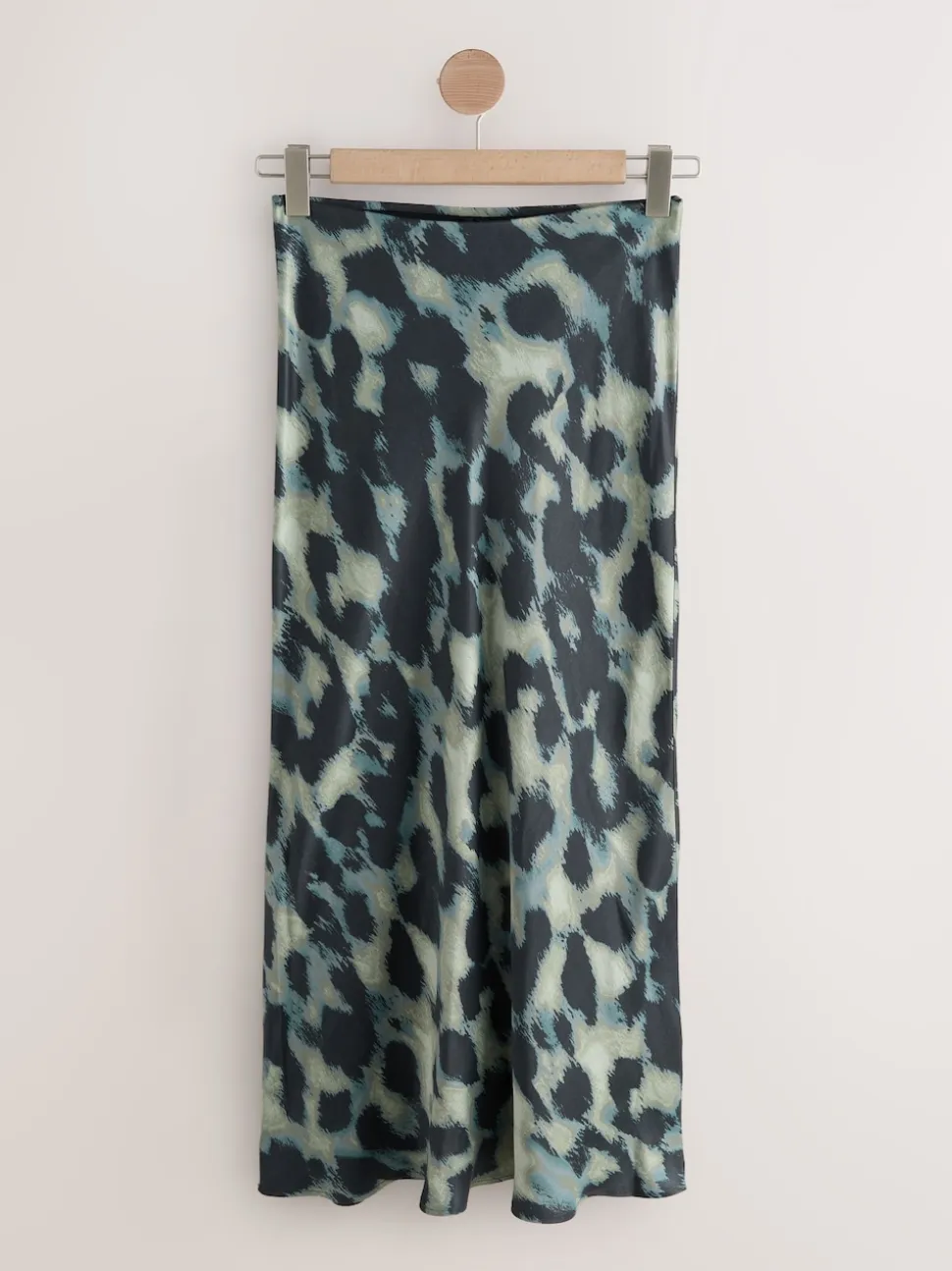 Groen met dierenprint - Satijnen midirok