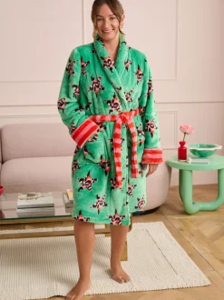 Groen met luipaardprint - Eleanor Bowmer Leopard Print Fleece Robe