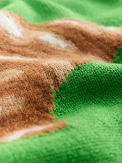 Groene Croissant Grafisch Ontwerp - Trui met ronde hals en lange mouwen met wol