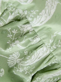Groene Josette - Laura Ashley katoenen strandtuniek met Stropdas voorkant