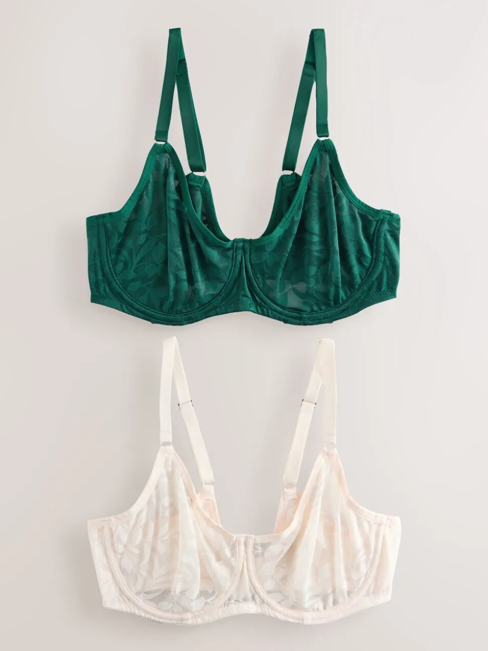 Groen/ecru - DD-G Lace Non Pad Full Cup Bras 2 Pack