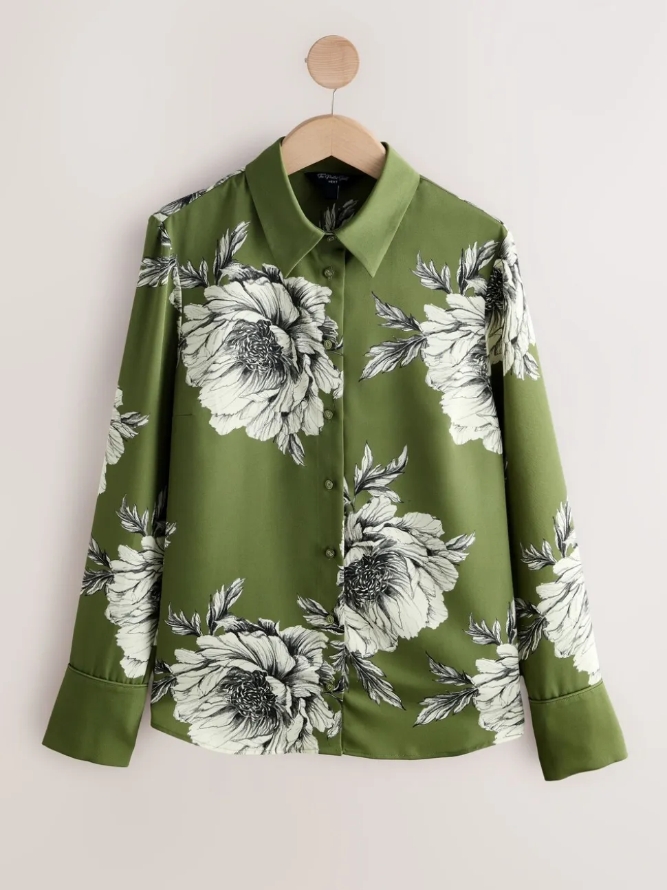 Groen/Ecru bloemenprint - Overhemd met lange mouwen