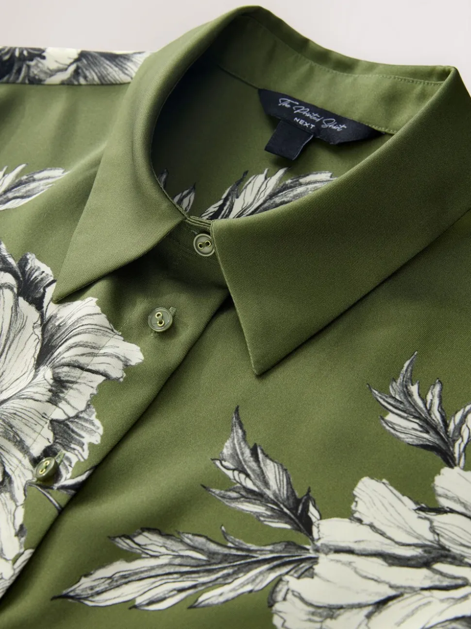 Groen/Ecru bloemenprint - Overhemd met lange mouwen