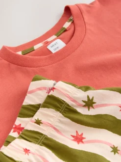 Groen/ecru gestreept - Katoenen pyjama met korte mouw