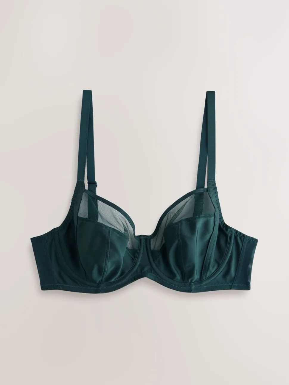 Groen/Marineblauw/Marineblauwe print - DD+ niet-gewatteerde beha's met volledige cup, verpakking van 3 met zijsteun