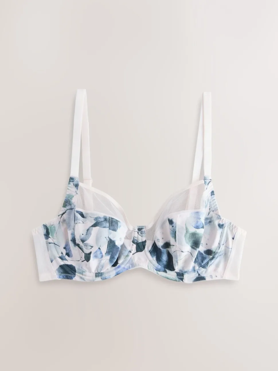 Groen/Marineblauw/Marineblauwe print - DD+ niet-gewatteerde beha's met volledige cup, verpakking van 3 met zijsteun