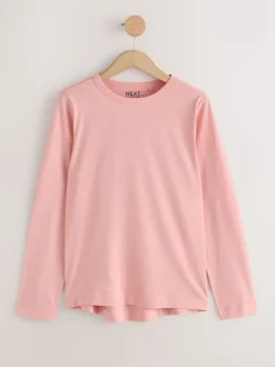 Groen/Paars/Blauw/Ecru/Roze - Set van 5 stuks 100% katoenen T-shirts met lange mouwen