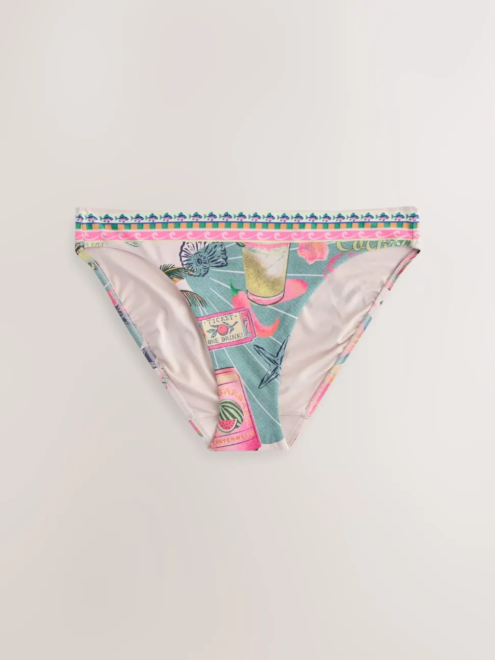 Groen/roze Conversatie - Bikini broekje met print