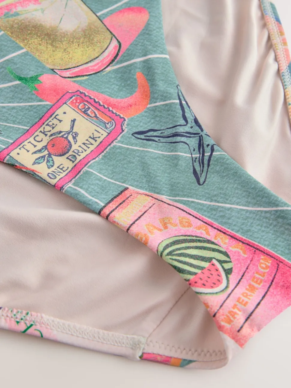 Groen/roze Conversatie - Bikini broekje met print