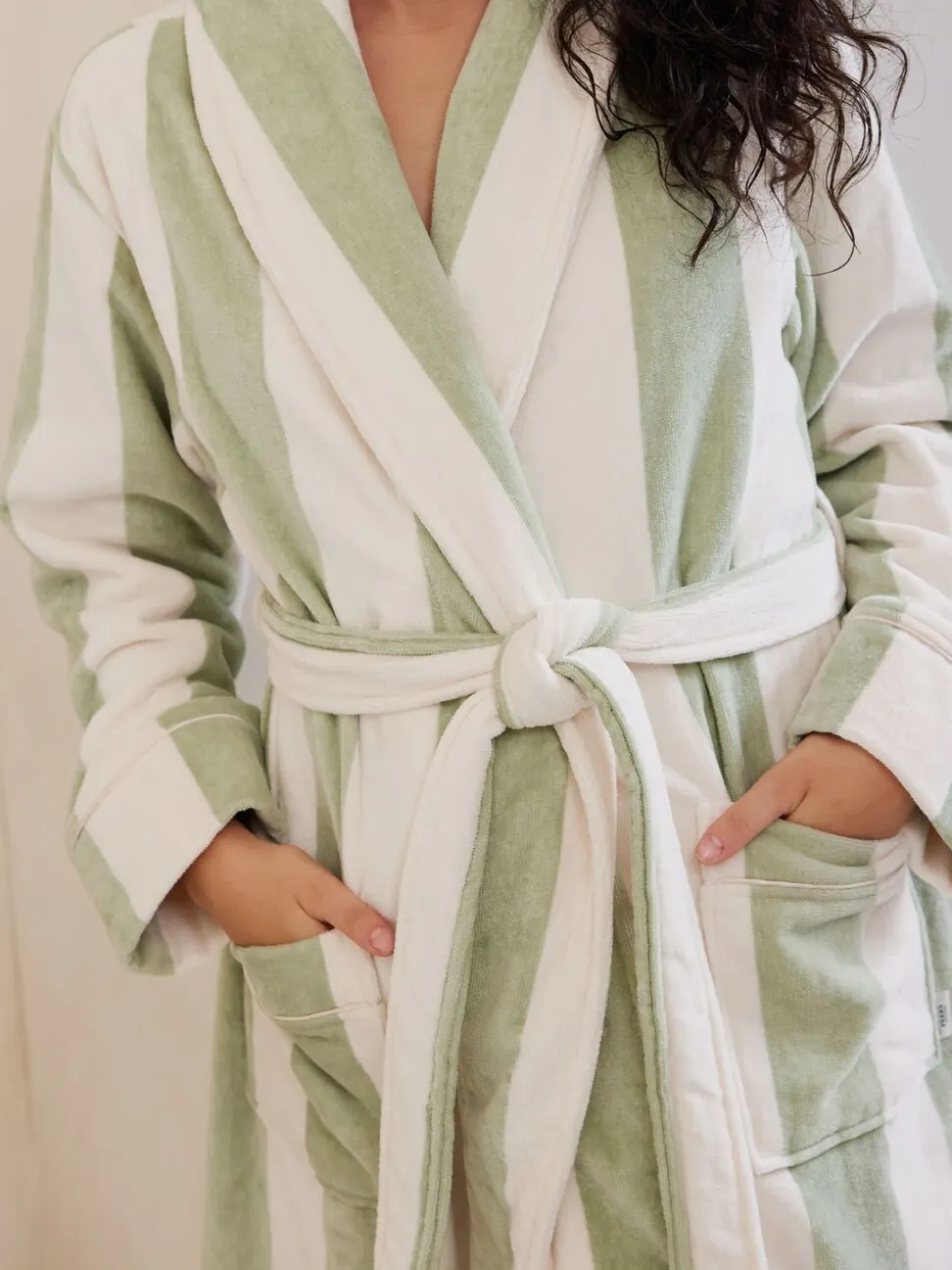 Groen/wit - Chelsea Peers 100% Cotton Towelling Dressing Gown