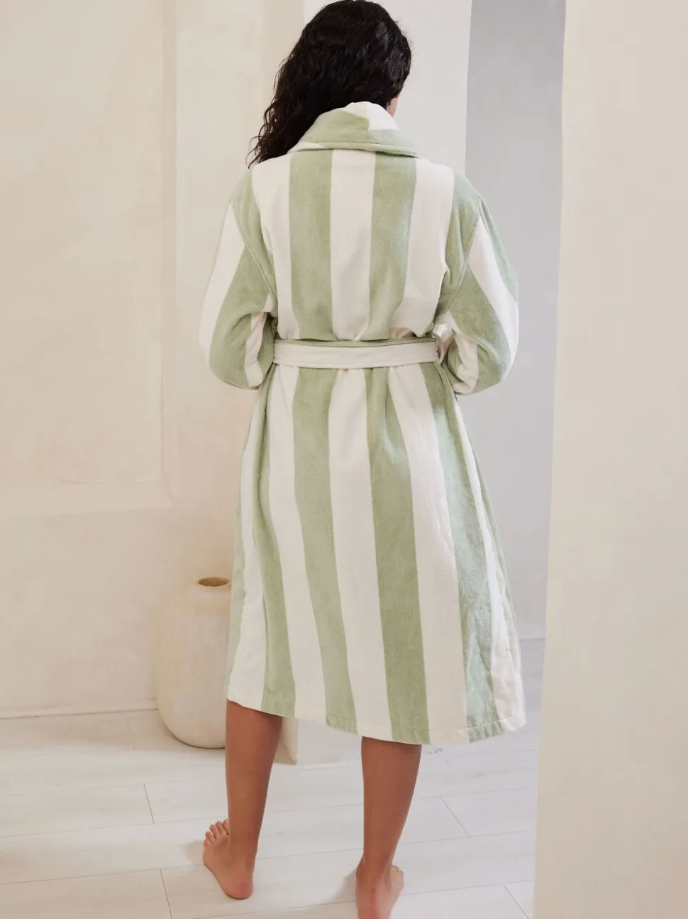 Groen/wit - Chelsea Peers 100% Cotton Towelling Dressing Gown