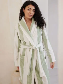 Groen/wit - Chelsea Peers 100% Cotton Towelling Dressing Gown