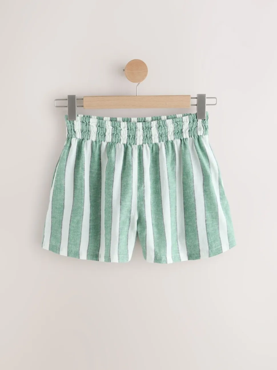 Groen/wit - Zomershort met linnen