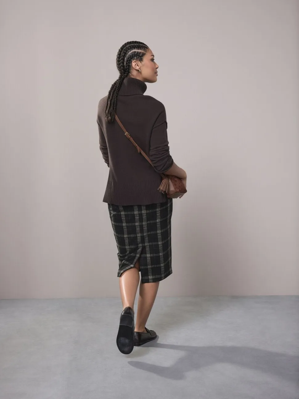Groen/zwart - Check Brushed Pencil Skirt