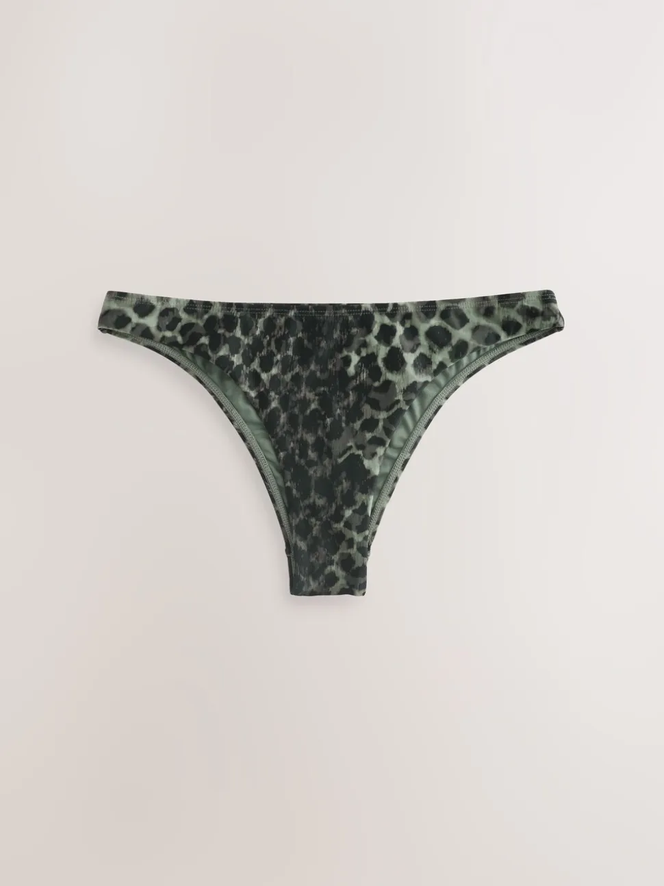 Groen/Zwart luipaardprint - Hoog opgesneden Braziliaans bikinibroekje