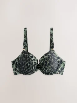 Groen/Zwart luipaardprint - Buikcorrigerende bikinitop met vulling en beugel