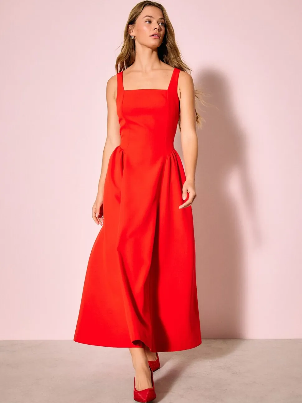Helder rood - Occasion Cinched Waist Maxi Dress