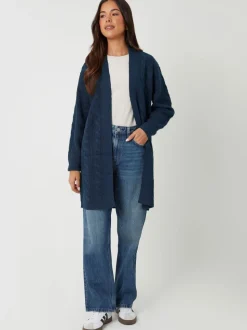 Hemelsblauw - Threadbare dames Rozanna vest met kabeldetails