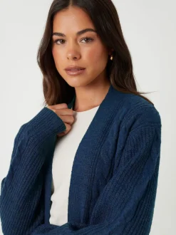 Hemelsblauw - Threadbare dames Rozanna vest met kabeldetails