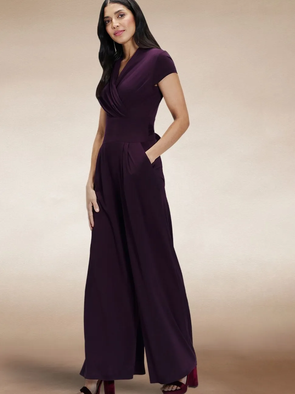 Hot Squash Cap Sleeved Wide Leg Jumpsuit