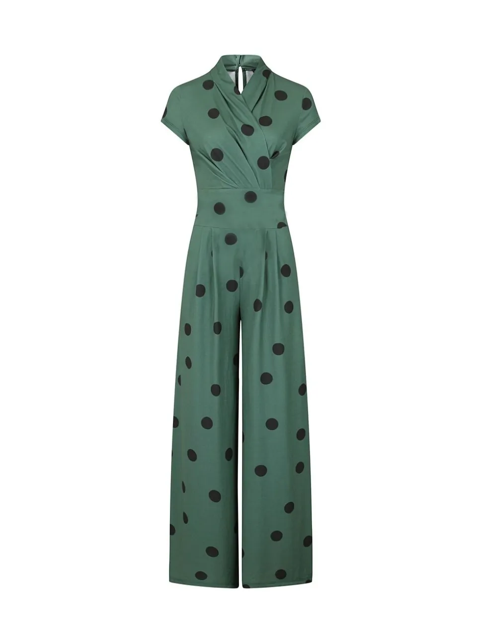 HotSquash groene jersey jumpsuit met wijduitlopende pijpen