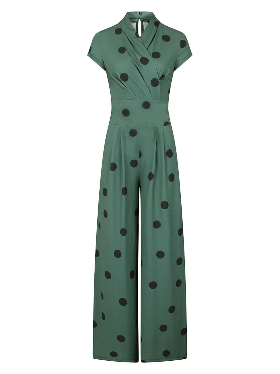 HotSquash groene jersey jumpsuit met wijduitlopende pijpen